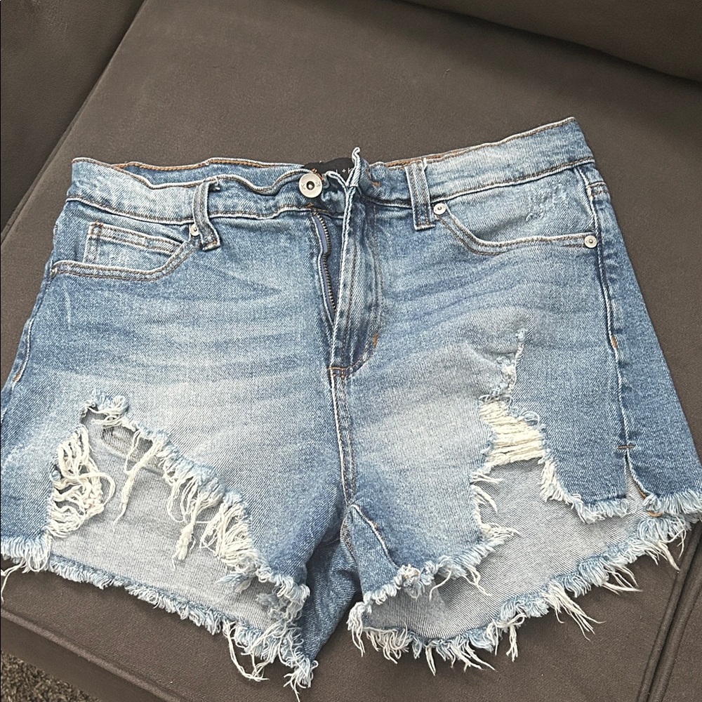 Kendall & Kylie Light Blue Distressed Cutoff Denim Shorts